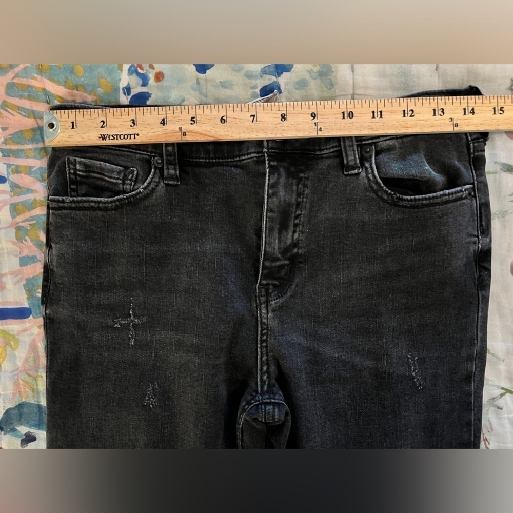 FREE PEOPLE 28 Great Heights Frayed Skinny Jeans Black Charcoal - Picture 11 of 14